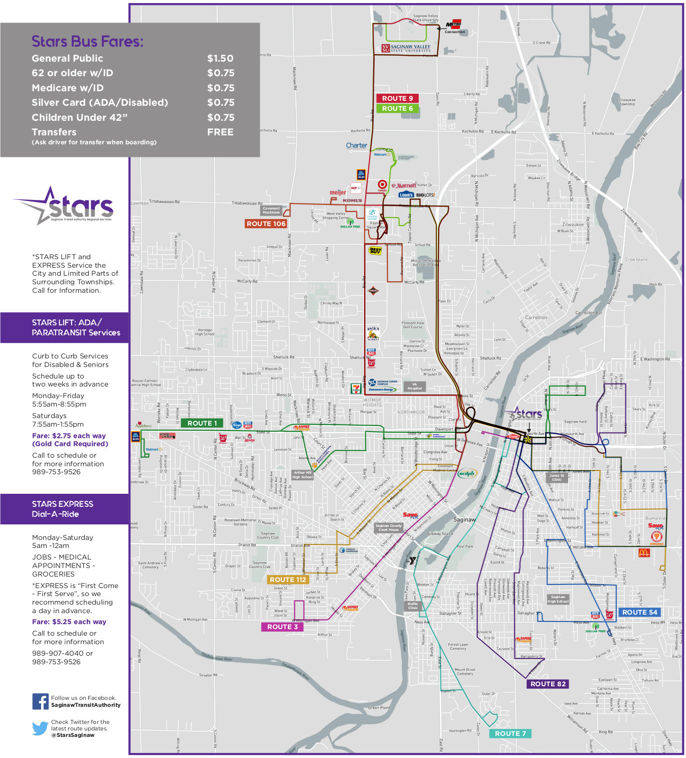 Routes Schedules Stars Saginaw Transit Authority And Regional Services