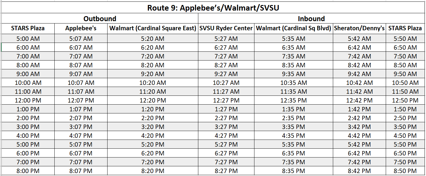 Route 9 – STARS – Saginaw Transit Authority and Regional Services